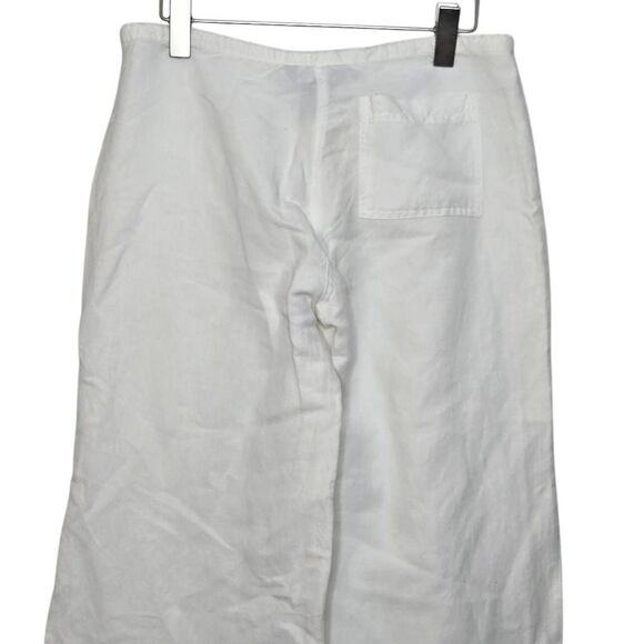Outer Edge Pants Size Medium Linen Blend White Vacay Resort Lounge Drawstring - Picture 6 of 9